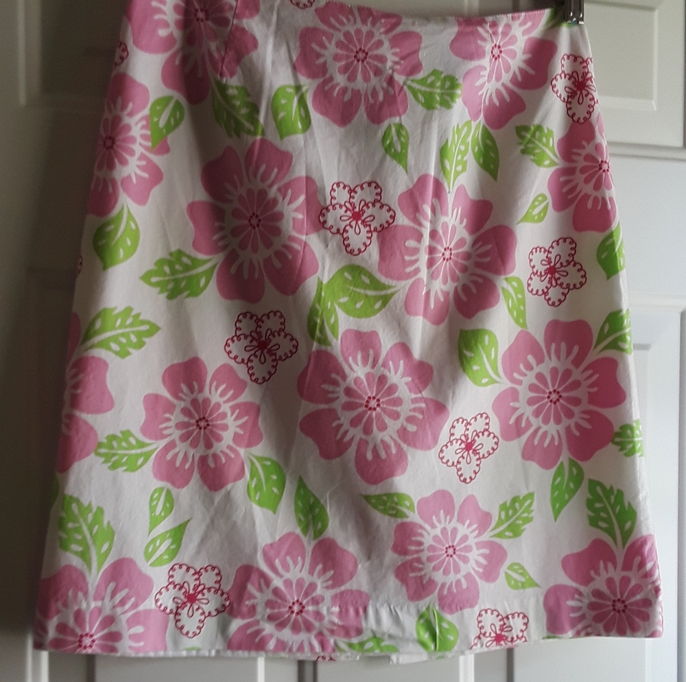 Women's B Tailor Moss Skirt Pink Green Floral Print Size 8